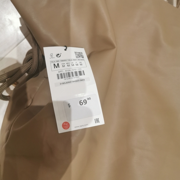 Zara lined button maxi buckle bag in taupe - Picture 7 of 9